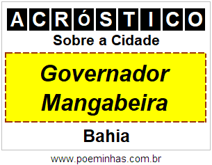 Acróstico Para Imprimir Sobre a Cidade Governador Mangabeira