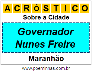 Acróstico Para Imprimir Sobre a Cidade Governador Nunes Freire