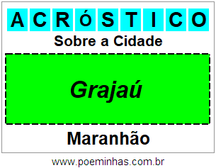 Acróstico Para Imprimir Sobre a Cidade Grajaú