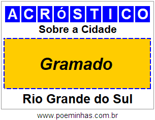 Acróstico Para Imprimir Sobre a Cidade Gramado