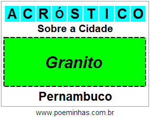 Acróstico Para Imprimir Sobre a Cidade Granito