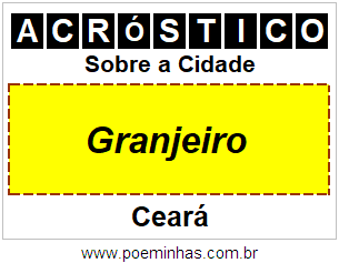 Acróstico Para Imprimir Sobre a Cidade Granjeiro