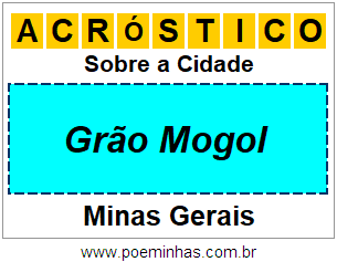 Acróstico Para Imprimir Sobre a Cidade Grão Mogol