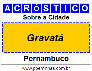 Acróstico Para Imprimir Sobre a Cidade Gravatá