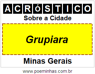 Acróstico Para Imprimir Sobre a Cidade Grupiara