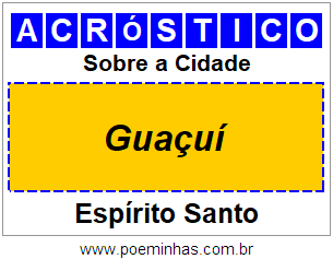 Acróstico Para Imprimir Sobre a Cidade Guaçuí