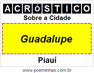 Acróstico Para Imprimir Sobre a Cidade Guadalupe