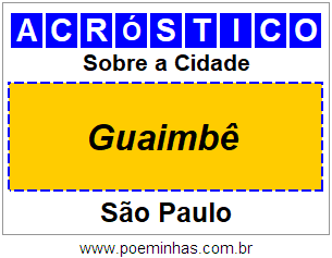 Acróstico Para Imprimir Sobre a Cidade Guaimbê