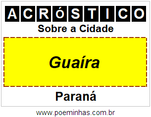 Acróstico Para Imprimir Sobre a Cidade Guaíra