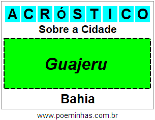 Acróstico Para Imprimir Sobre a Cidade Guajeru