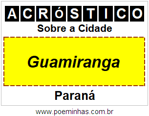 Acróstico Para Imprimir Sobre a Cidade Guamiranga