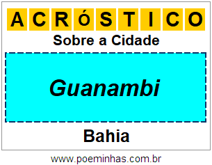 Acróstico Para Imprimir Sobre a Cidade Guanambi