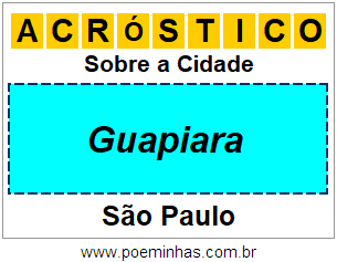 Acróstico Para Imprimir Sobre a Cidade Guapiara