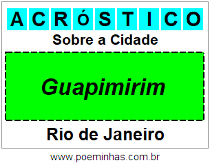 Acróstico Para Imprimir Sobre a Cidade Guapimirim