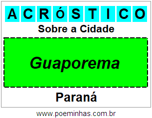 Acróstico Para Imprimir Sobre a Cidade Guaporema