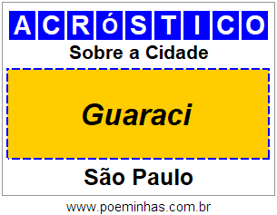 Acróstico Para Imprimir Sobre a Cidade Guaraci