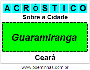 Acróstico Para Imprimir Sobre a Cidade Guaramiranga