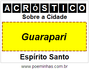 Acróstico Para Imprimir Sobre a Cidade Guarapari