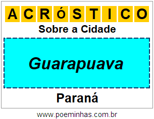 Acróstico Para Imprimir Sobre a Cidade Guarapuava