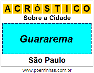 Acróstico Para Imprimir Sobre a Cidade Guararema