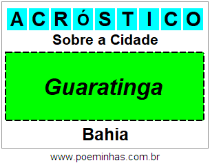 Acróstico Para Imprimir Sobre a Cidade Guaratinga