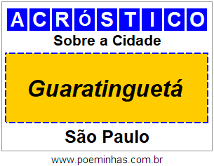 Acróstico Para Imprimir Sobre a Cidade Guaratinguetá