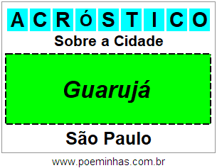 Acróstico Para Imprimir Sobre a Cidade Guarujá