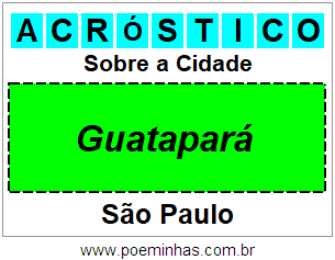 Acróstico Para Imprimir Sobre a Cidade Guatapará