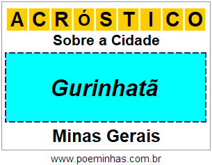 Acróstico Para Imprimir Sobre a Cidade Gurinhatã