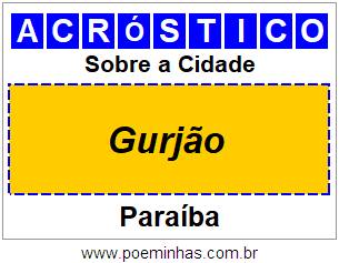 Acróstico Para Imprimir Sobre a Cidade Gurjão