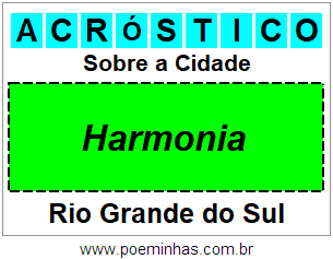 Acróstico Para Imprimir Sobre a Cidade Harmonia