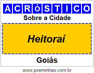 Acróstico Para Imprimir Sobre a Cidade Heitoraí