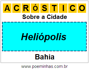 Acróstico Para Imprimir Sobre a Cidade Heliópolis