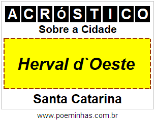 Acróstico Para Imprimir Sobre a Cidade Herval d`Oeste