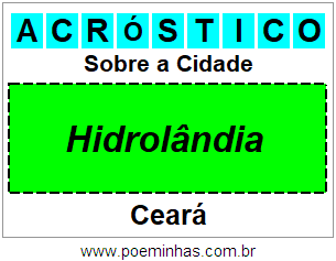 Acróstico Para Imprimir Sobre a Cidade Hidrolândia