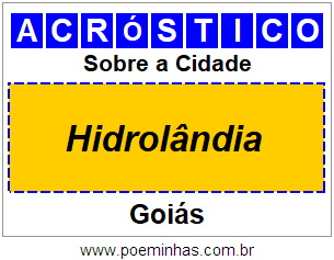 Acróstico Para Imprimir Sobre a Cidade Hidrolândia