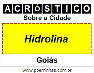 Acróstico Para Imprimir Sobre a Cidade Hidrolina