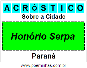 Acróstico Para Imprimir Sobre a Cidade Honório Serpa