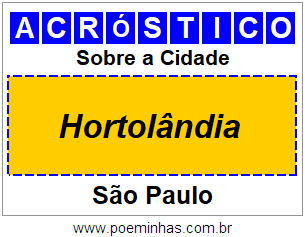 Acróstico Para Imprimir Sobre a Cidade Hortolândia