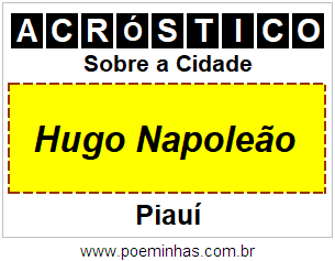 Acróstico Para Imprimir Sobre a Cidade Hugo Napoleão