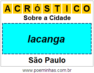 Acróstico Para Imprimir Sobre a Cidade Iacanga