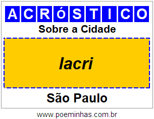 Acróstico Para Imprimir Sobre a Cidade Iacri