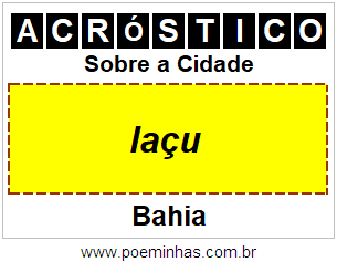 Acróstico Para Imprimir Sobre a Cidade Iaçu