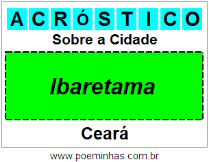 Acróstico Para Imprimir Sobre a Cidade Ibaretama