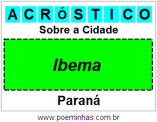 Acróstico Para Imprimir Sobre a Cidade Ibema