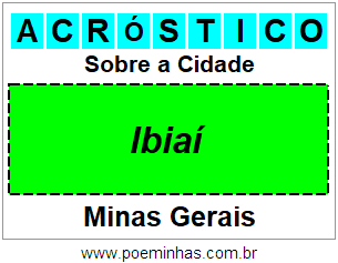 Acróstico Para Imprimir Sobre a Cidade Ibiaí