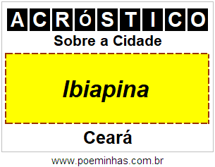 Acróstico Para Imprimir Sobre a Cidade Ibiapina