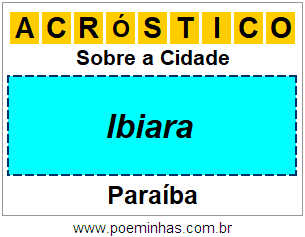 Acróstico Para Imprimir Sobre a Cidade Ibiara