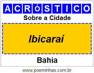 Acróstico Para Imprimir Sobre a Cidade Ibicaraí