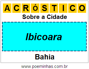 Acróstico Para Imprimir Sobre a Cidade Ibicoara